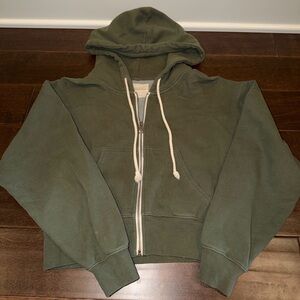 American Eagle Outfitters Olive Zip-Up Hoodie